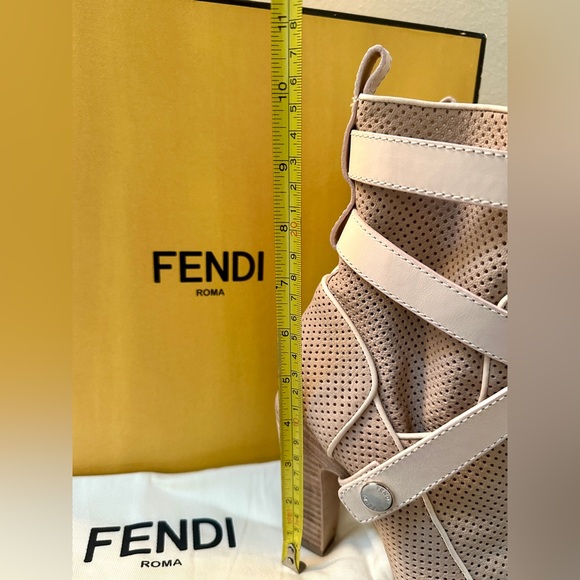 Fendi Nude Perforated Heeled Boots - Picture 3 of 13